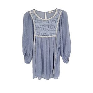 Umgee Sheer Puff Long Sleeve Top Boho Cottagecore Lace women’s Medium